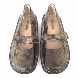 Alegria | Paloma Animal Print Wedge Sandals Womens Size 35 US 5 Brown Leather